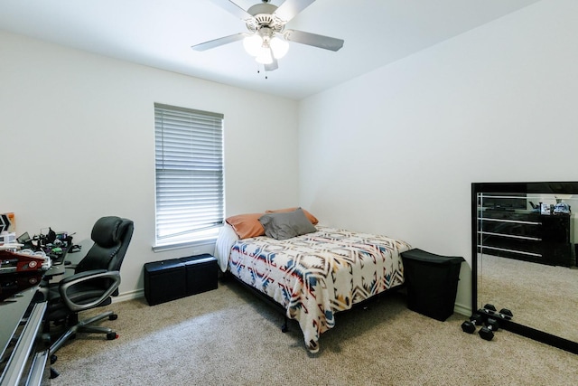 bedroom with carpet and ceiling fan