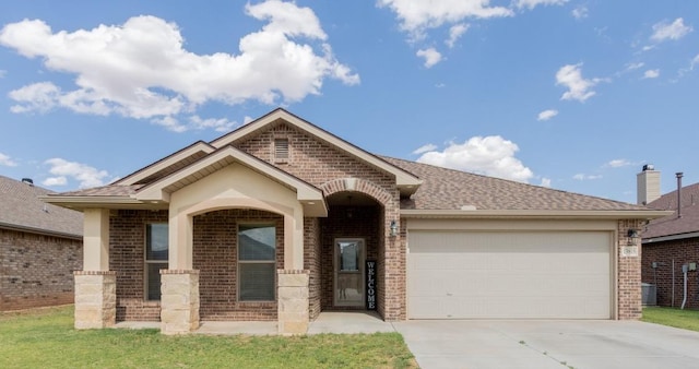 single story home with a garage