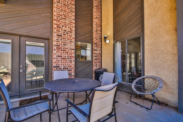 view of patio / terrace featuring french doors