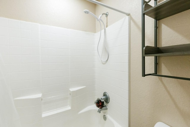 bathroom featuring shower / tub combo with curtain