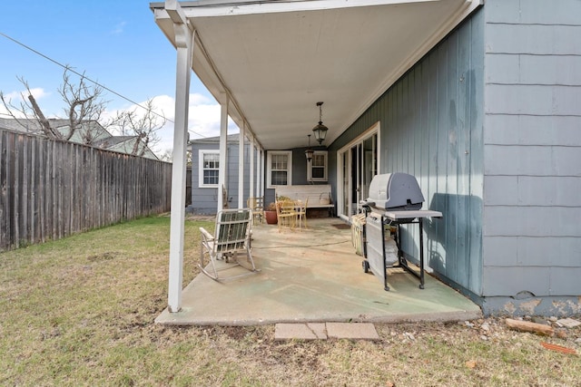 view of patio with area for grilling