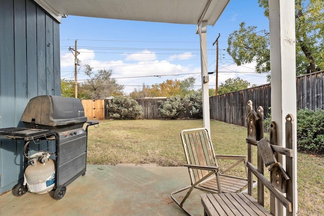 view of patio / terrace featuring a grill