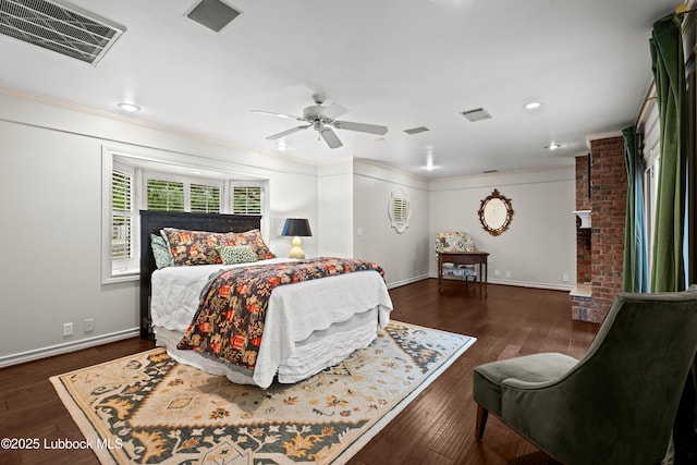 5118 2nd St, Lubbock, TX 79416 - bedroom with ornamental molding, wood finished floors, recessed lighting, and ceiling fan