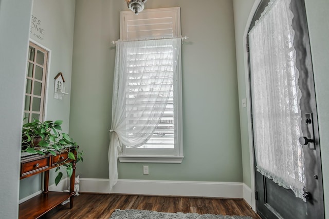 interior space featuring dark wood-type flooring