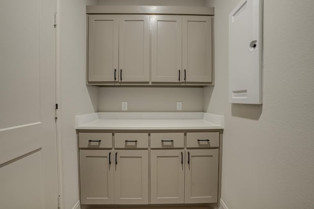 kitchen featuring gray cabinets