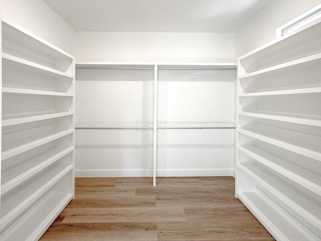 walk in closet featuring wood-type flooring