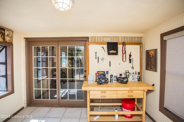 5008 59th St, Lubbock, TX 79414 - doorway with wallpapered walls and tile patterned floors