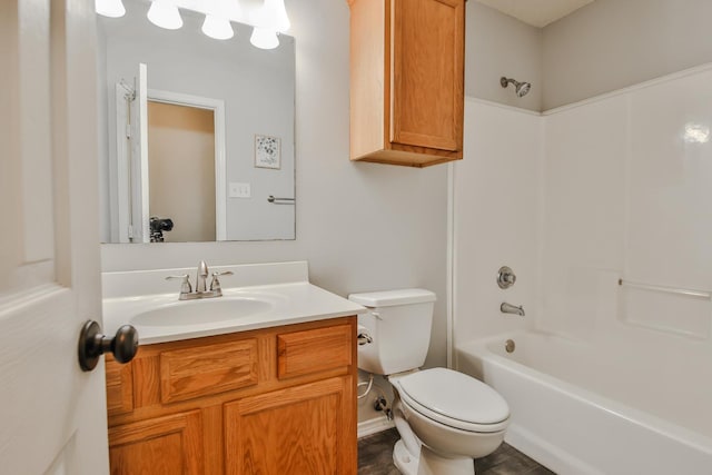 full bathroom featuring vanity, toilet, and bathing tub / shower combination