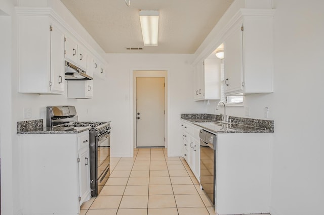 kitchen with white cabinets and black appliances