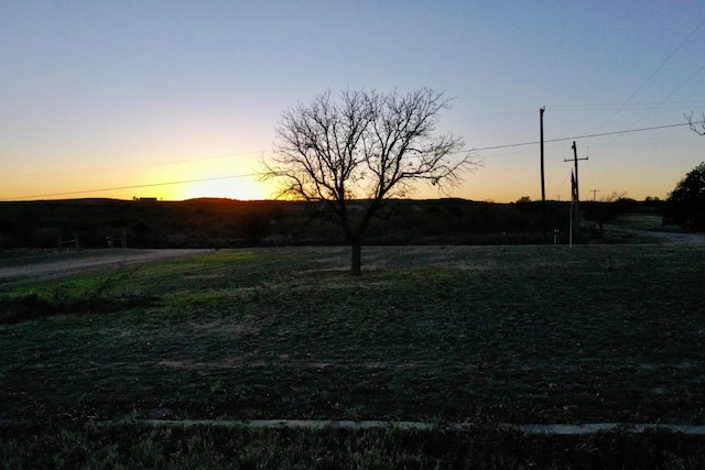 view of yard at dusk