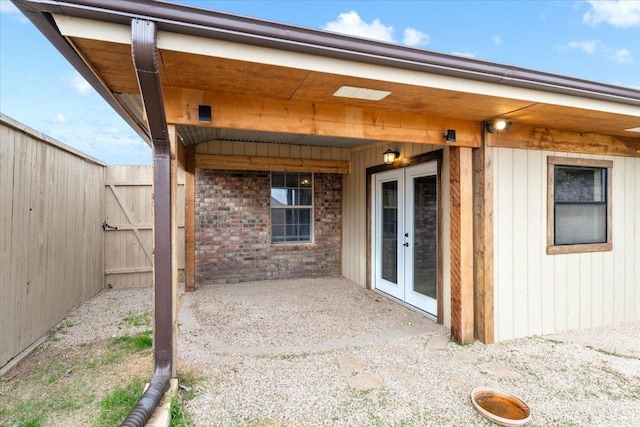 view of patio featuring french doors