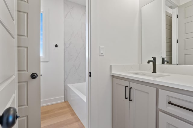 bathroom featuring wood-type flooring and vanity