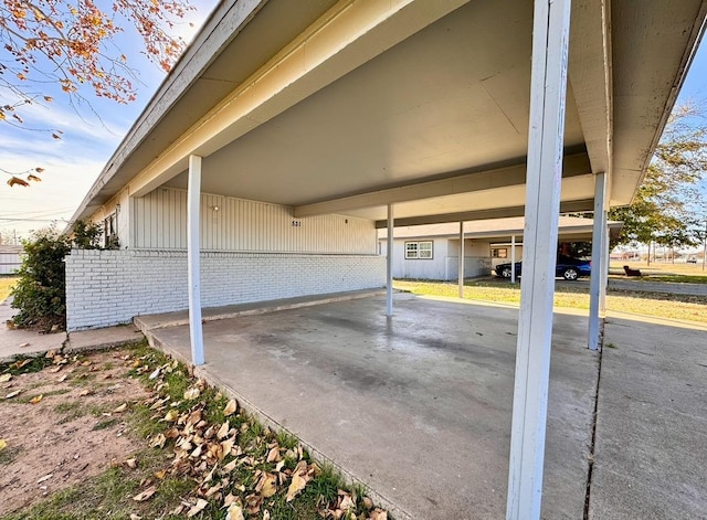 exterior space featuring a carport