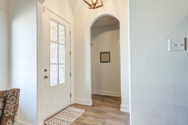 doorway to outside with light hardwood / wood-style floors