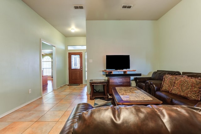 view of tiled living room