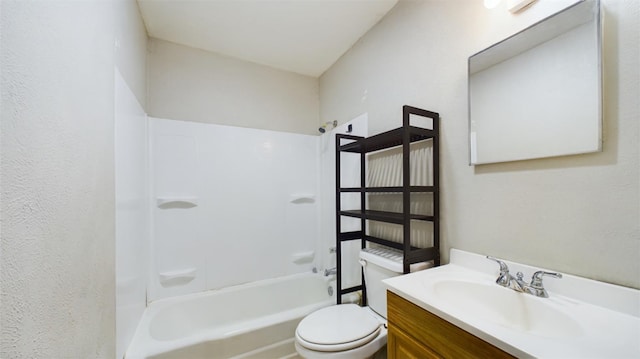 full bathroom with vanity, toilet, and shower / bathing tub combination