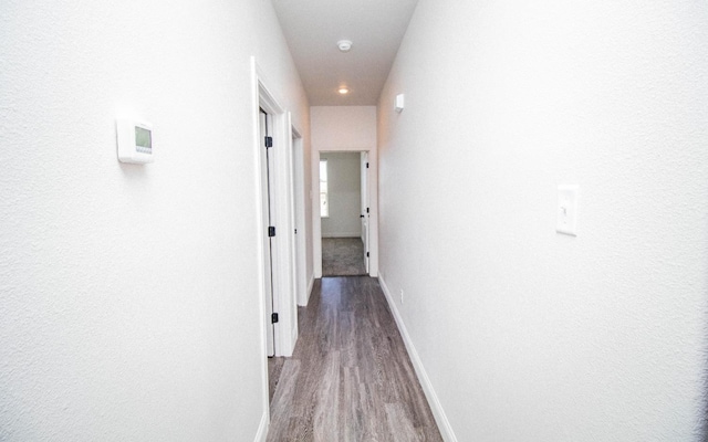 hallway with wood-type flooring