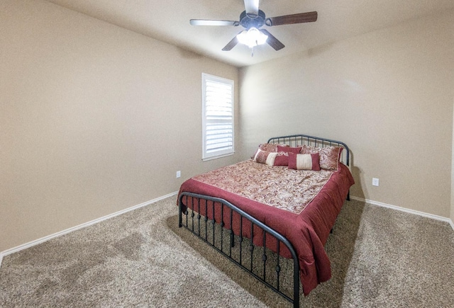 bedroom featuring carpet floors and ceiling fan