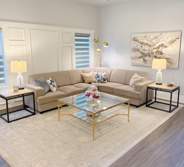 living room featuring hardwood / wood-style flooring