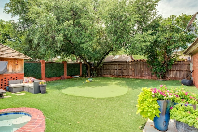 view of yard with an outdoor hangout area