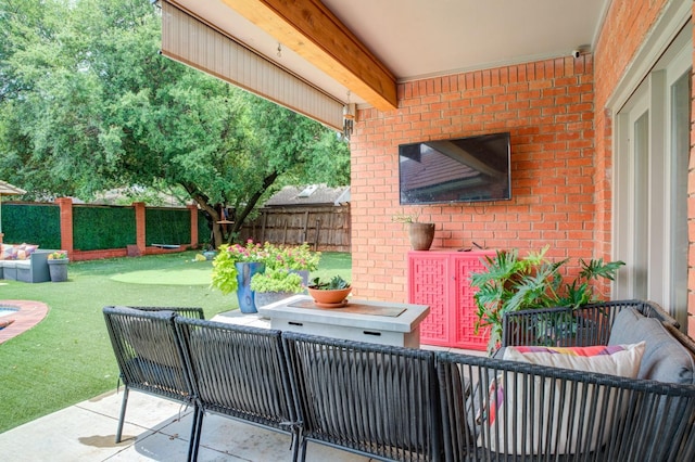 view of patio featuring an outdoor living space