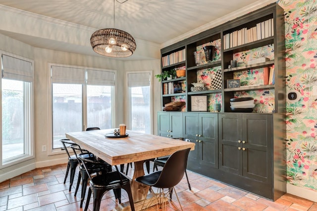 dining room with a chandelier