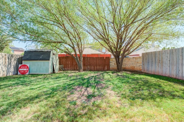 view of yard with a shed