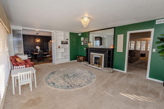 living room featuring carpet floors