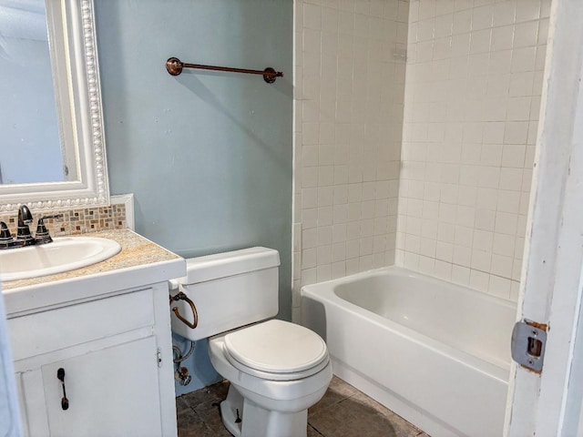 full bathroom with vanity, shower / washtub combination, and toilet