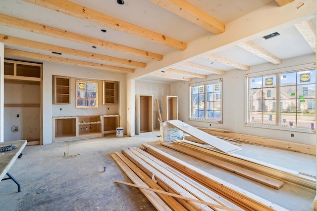 misc room featuring beamed ceiling