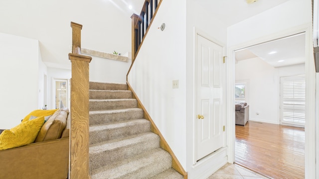4615 94th St, Lubbock, TX 79424 - staircase featuring baseboards and tile patterned flooring