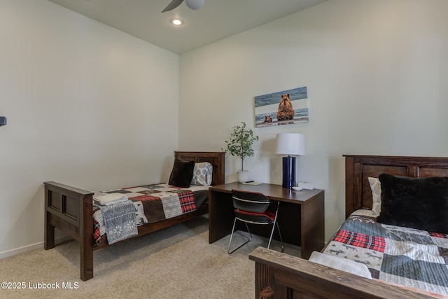 11604 Uxbridge Ave, Lubbock, TX 79424 - bedroom featuring light colored carpet, recessed lighting, and a desk