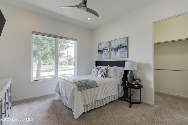 11604 Uxbridge Ave, Lubbock, TX 79424 - bedroom with multiple windows, carpet floors, recessed lighting, and ceiling fan