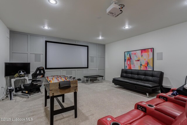 11604 Uxbridge Ave, Lubbock, TX 79424 - home theater room with light carpet and recessed lighting