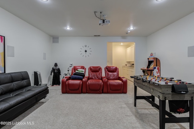 11604 Uxbridge Ave, Lubbock, TX 79424 - home theater featuring carpet floors and recessed lighting