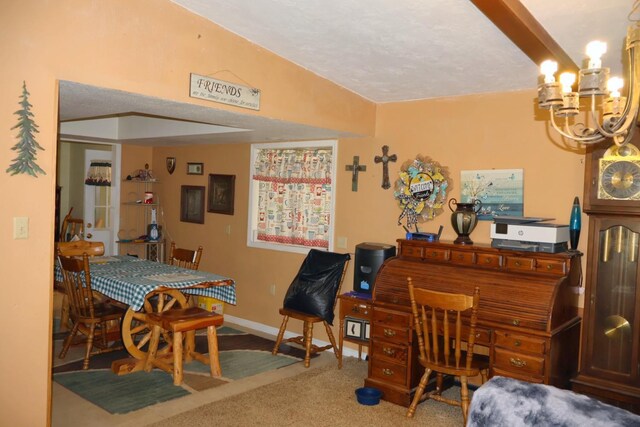 interior space featuring an inviting chandelier