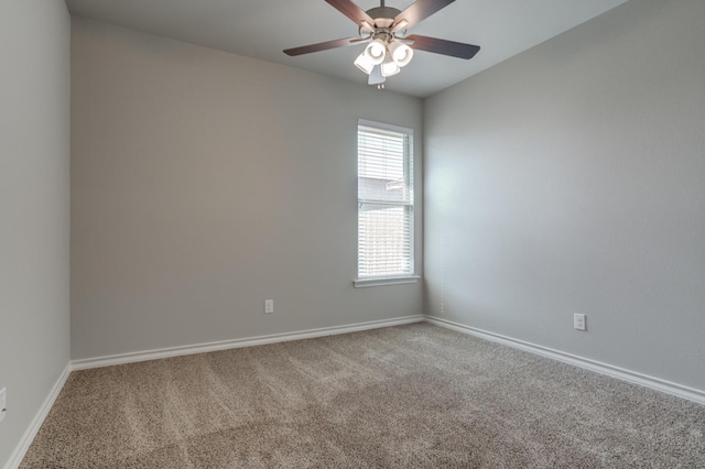 unfurnished room featuring carpet flooring and ceiling fan