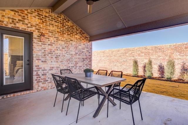 view of patio / terrace with ceiling fan