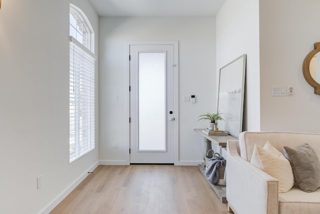 foyer featuring light hardwood / wood-style flooring and a wealth of natural light