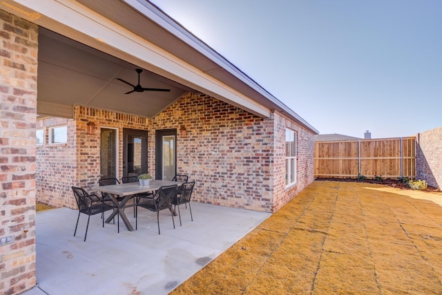 view of patio / terrace with ceiling fan