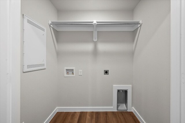 laundry room with washer hookup, hookup for an electric dryer, and dark hardwood / wood-style flooring