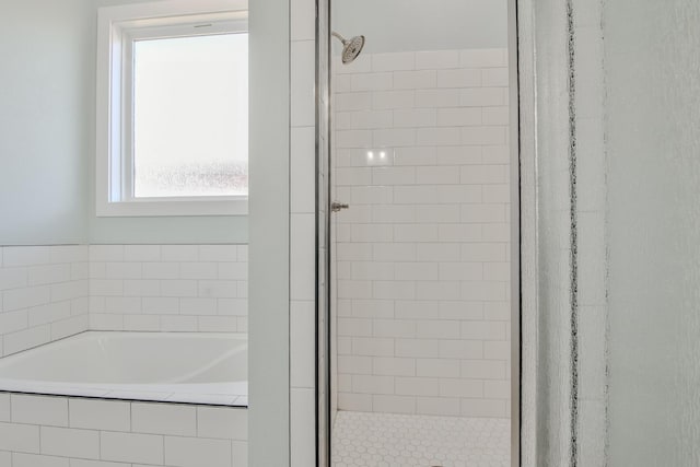 bathroom with independent shower and bath