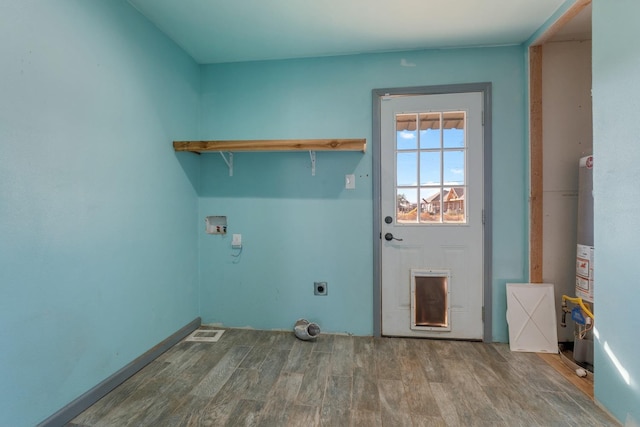 laundry room with hardwood / wood-style flooring, hookup for a washing machine, and electric dryer hookup