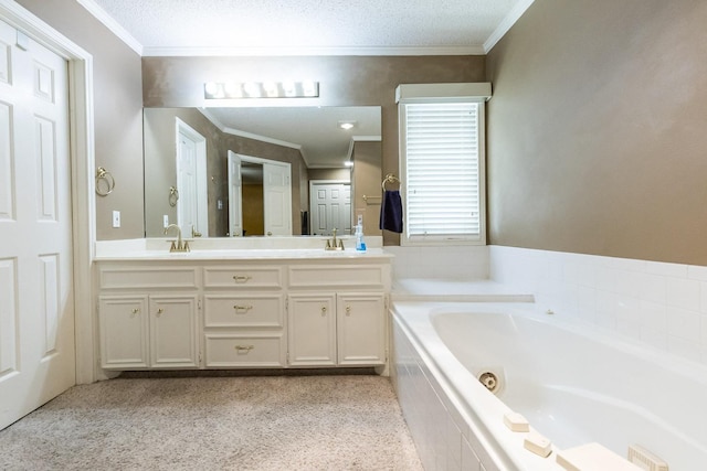 9613 Vicksburg Ave, Lubbock, TX 79424 - full bath featuring crown molding, double vanity, and a bath