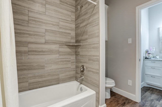 4902 Marshall St, Lubbock, TX 79416 - full bathroom featuring vanity, shower / bath combo with shower curtain, and wood finished floors