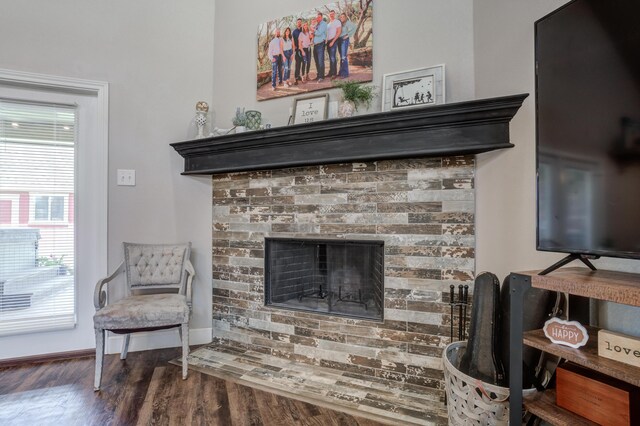 4902 Marshall St, Lubbock, TX 79416 - living room with wood finished floors and a fireplace