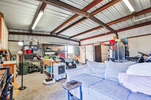 garage featuring metal wall