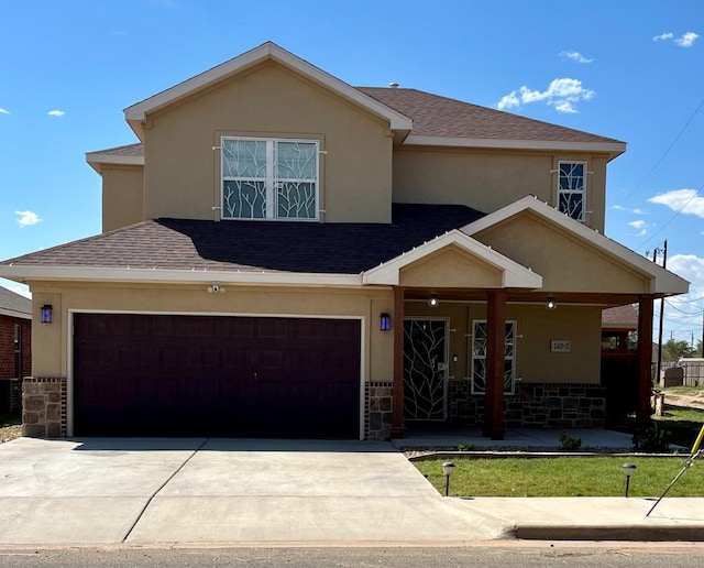 view of front of home featuring a garage