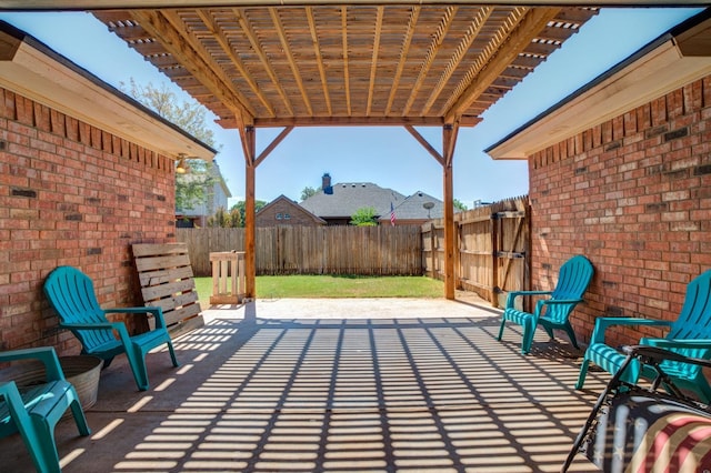 view of patio / terrace featuring a pergola