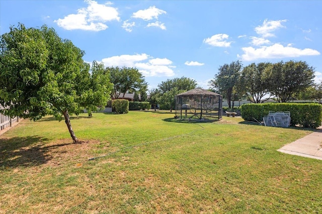 view of yard with a gazebo